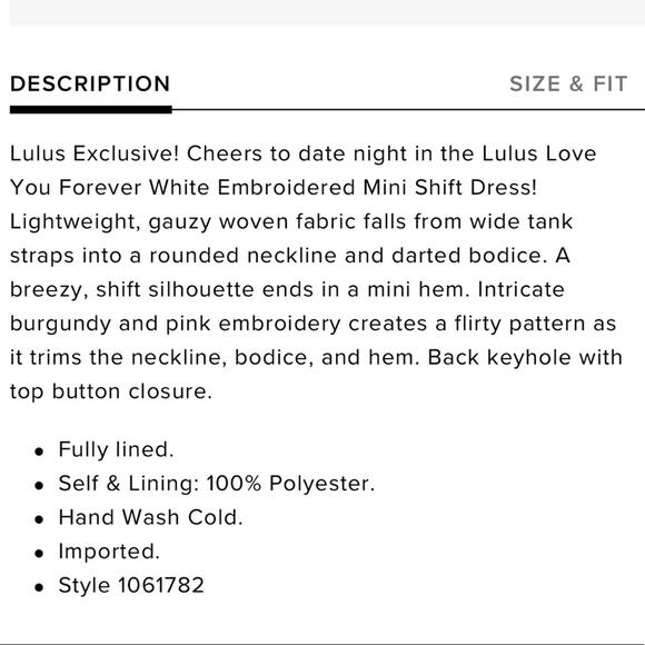 Lulus Love You Forever White Embroidered Mini Shift dress size M - Picture 13 of 15